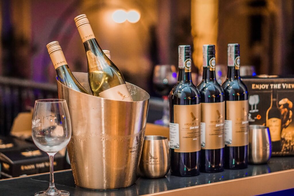 Wine bottles on top