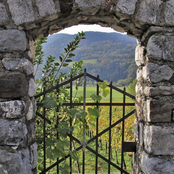 Cancello su muro in pietra